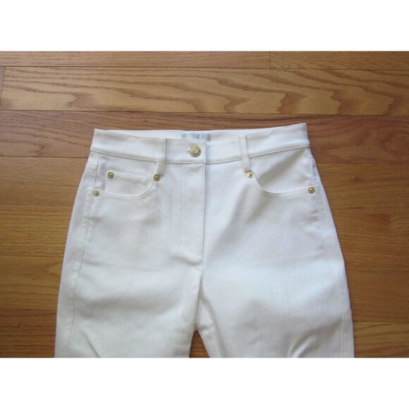 St. John White Jeans With Raw Hems High Waisted Crop Pants Size 0 - Picture 3 of 8